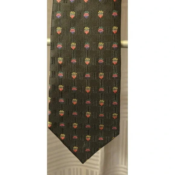 Hallmark Holiday‎ Traditions Christmas Ornaments Neck Tie Black with Green & Red