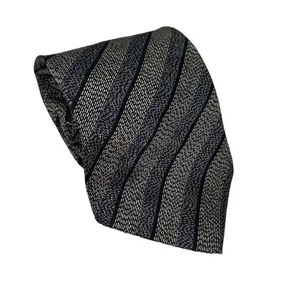 Paco Rabanne Gold Silver Stripe 100% Silk Neck Tie -TIES‎ DESIGNER