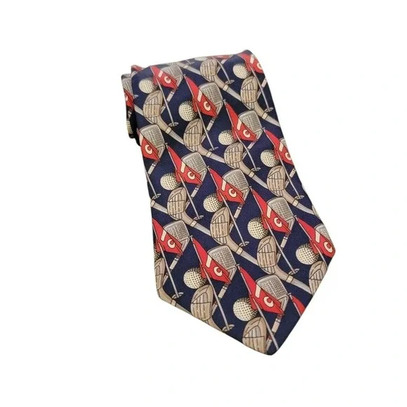 Harken Ltd Mens All Silk Hand Printed Golf Clubs Flags‎ Tie Made in USA 58