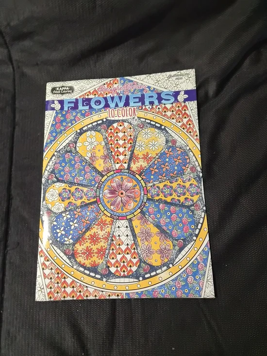 Hand-Colored Flowers Coloring Book Cover - Blue & Yellow