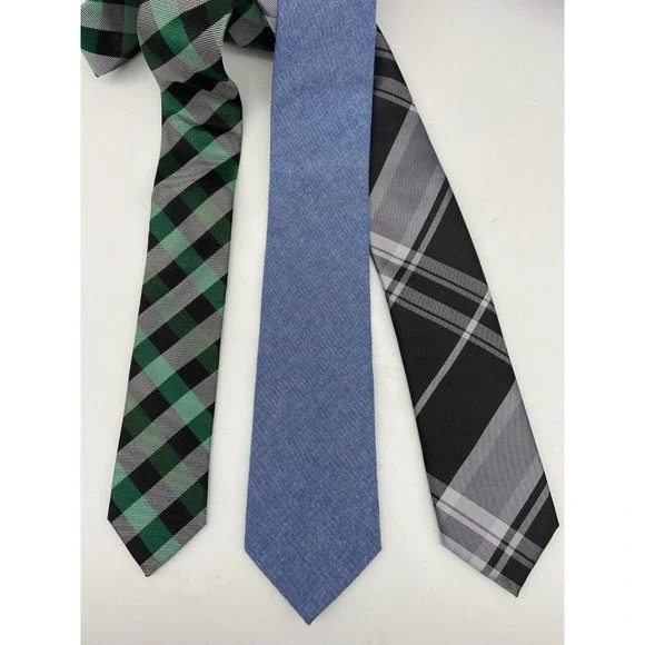 American Eagle Express Banana Republic Men’s Ties Lot of 3 Plaid Solid‎ Logo