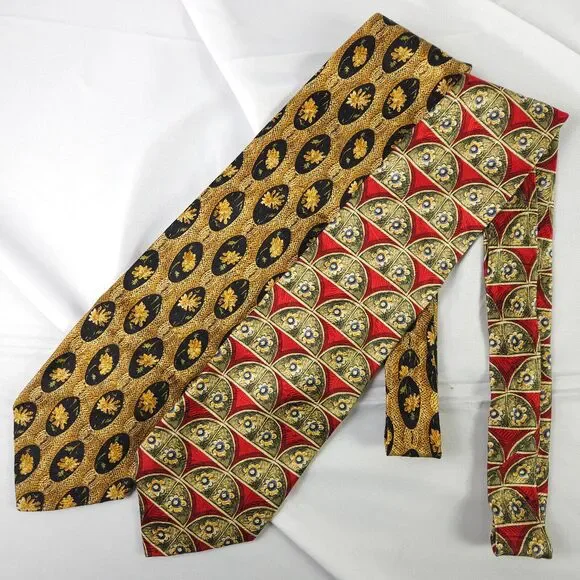 Robert Talbott Best of Class Silk Tie‎ Set of 2 Made USA Italy Print
