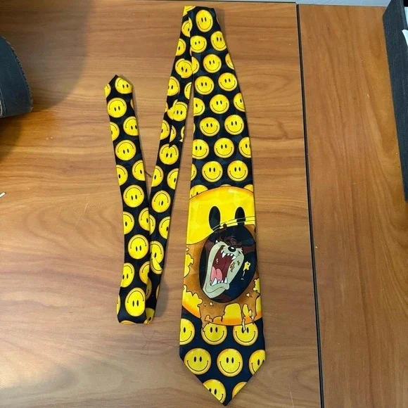 Looney Tunes Mania Vintage 1994‎ Tasmanian Devil Smiley Face Neck Tie