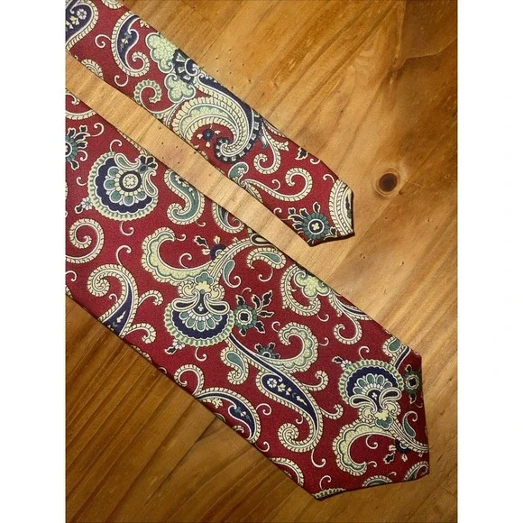 Lands‎ End Neck Tie Men Red Paisley Business Wedding Resort