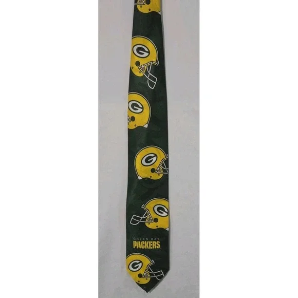 Vintage Ralph‎ Marlin Green Bay Packers Tie 1993 Polyester Made in the USA 3.75
