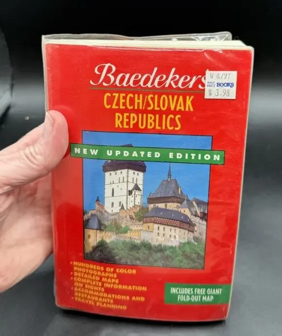 Baedeker Czech and Slovak Republics Travel Guide Book with Large Country Map EUC