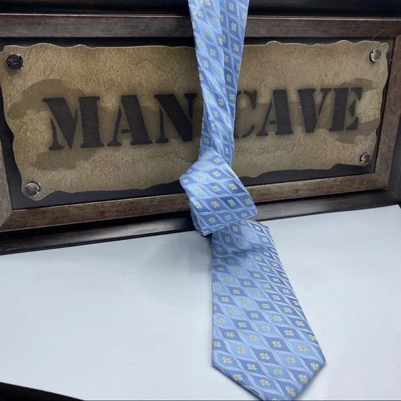 Ike Behar NY‎ Blue Gold Silk Tie