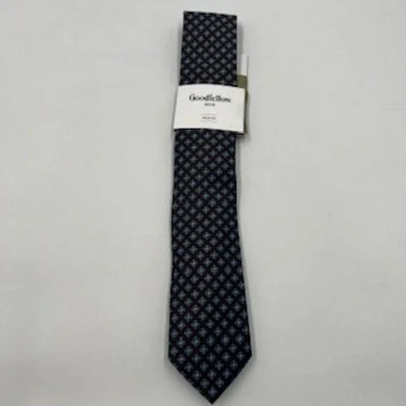 Goodfellow & Co Mens Brown Blue Geometric Floral Necktie Standard‎ Width