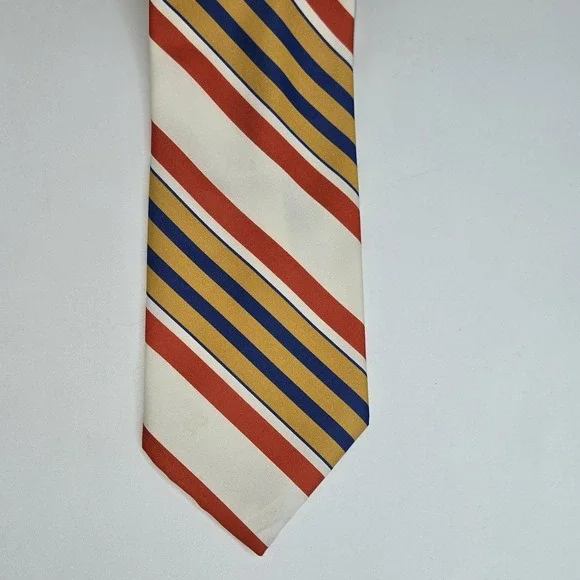 Vintage Regatta Striped Silk Tie‎ Red Navy Gold Cream 4x56 Preppy Ivy League