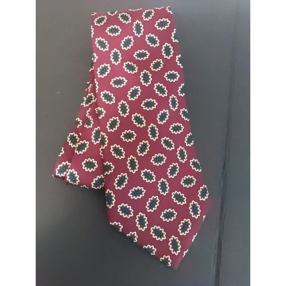 brook brothers Men Red Green Beige Abstract Holiday Festive USA‎ Silk 59
