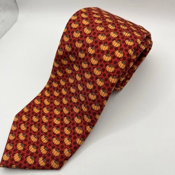 Vineyard Vines Silk Tie Orange Pumpkin All Over Print Preppy