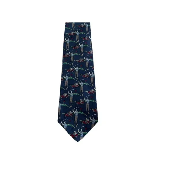 Vintage Novelty Tie By Corner Stone Silk Men's Mulitcolor Golf‎  Theme