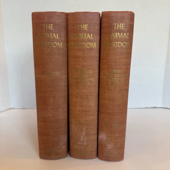 Vtg 1954 The Animal Kingdom 3 Vol Set Natural History Mid Century RedCloth Books