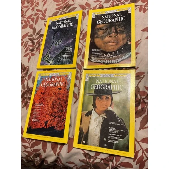 Vintage 1975 National Geographic Magazine Lot Of 4 Jan‎ Feb Mar June Issues