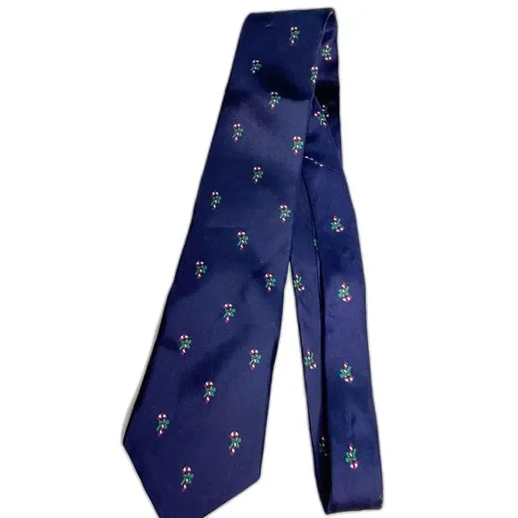 #7908 MERVINS MENS COLLECTION BLUE CANDY CANE NECKTIE 3.5 X 56 POLYESTER VTG