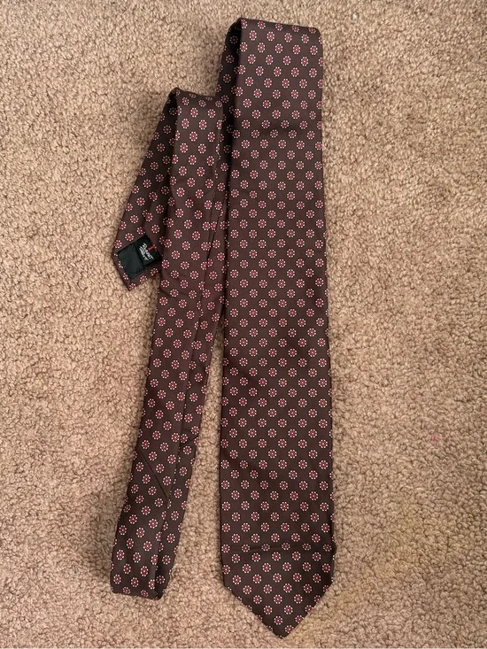 VTG Jack Henry Club Shop by Robert Talbott Brown Geometric Handmade Men's Tie