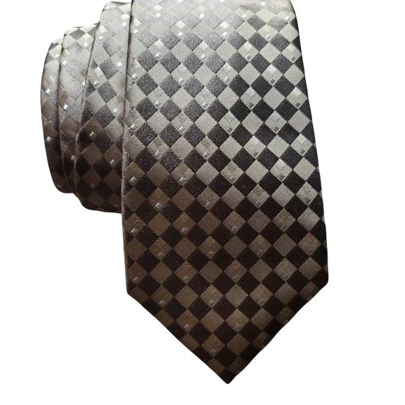Michael Kors Men's Tie 100% Silk Geometric Pattern Brown‎ Gold Business Formal