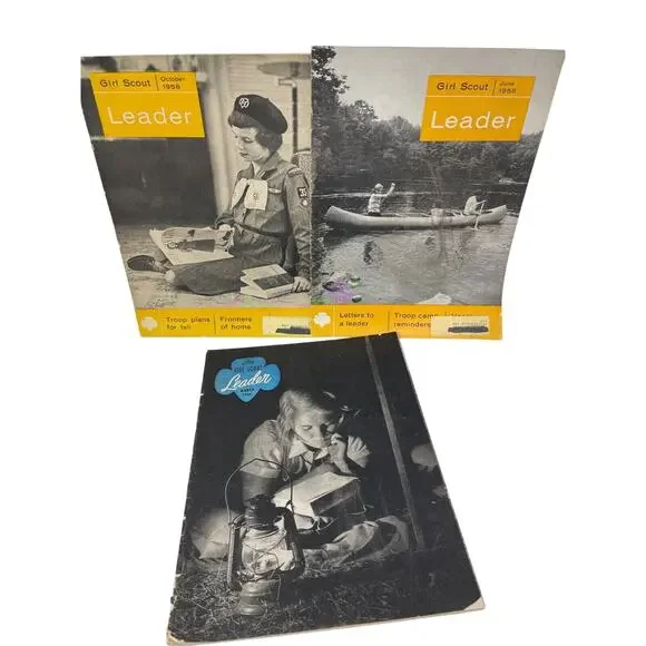 Vintage 50s Girl Scout Leader Magazine Lot of 3 Mar 1956 and‎ Jun Oct 1958