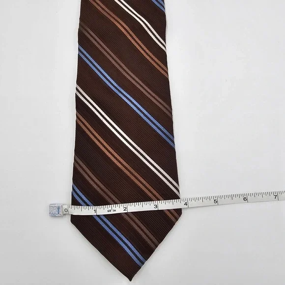 COVINGTON silk striped necktie brown blue white men business‎ formal accessory