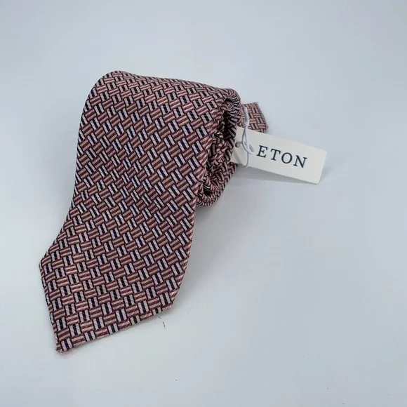 Eton Tie Men One Size Colorful Patterned Silk Classic Fit Necktie Italy Made NWT