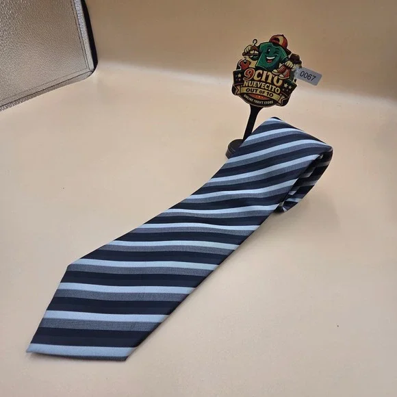 Brano Q Mens Necktie Black Grey Silver Striped Made in Italy Formal Tie