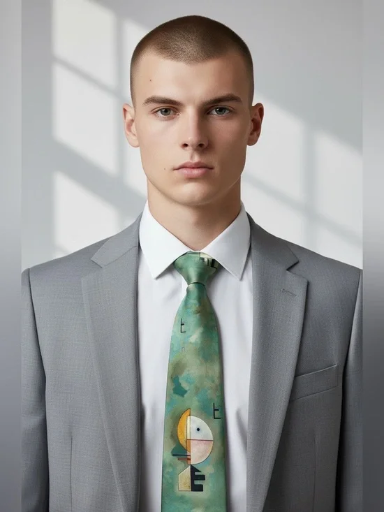 Peggy Guggenheim Collection 100% Silk Geometric Design Tie - Green