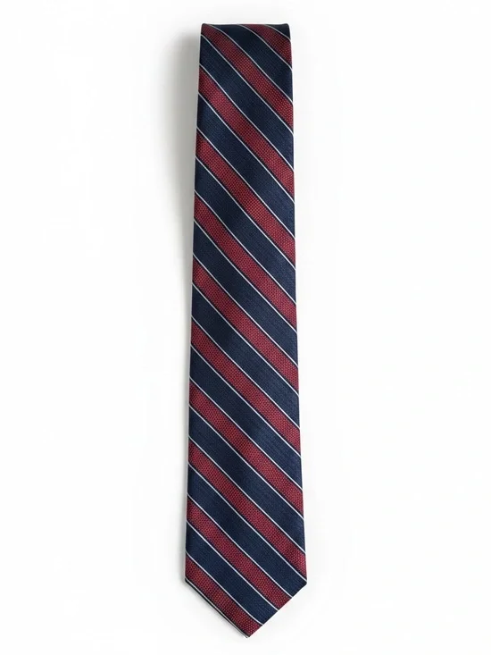 Joseph A. Bank Reserve 100% Silk Tie Preppy Stripe Necktie Navy Burgundy O/S