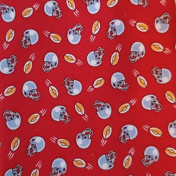 NWT GRANT THOMAS SILK MEN'S TIE FOOTBALL HELMETS RED ORANGE GRAY