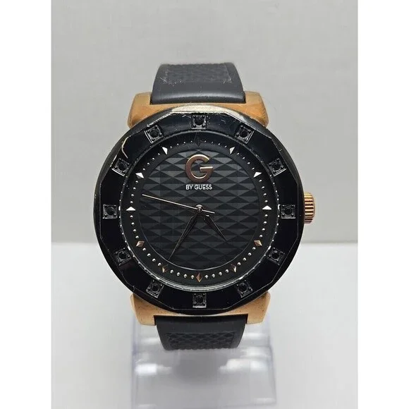 Mens G by GUESS  Black Rose Gold Watch G10438G1 New Battery