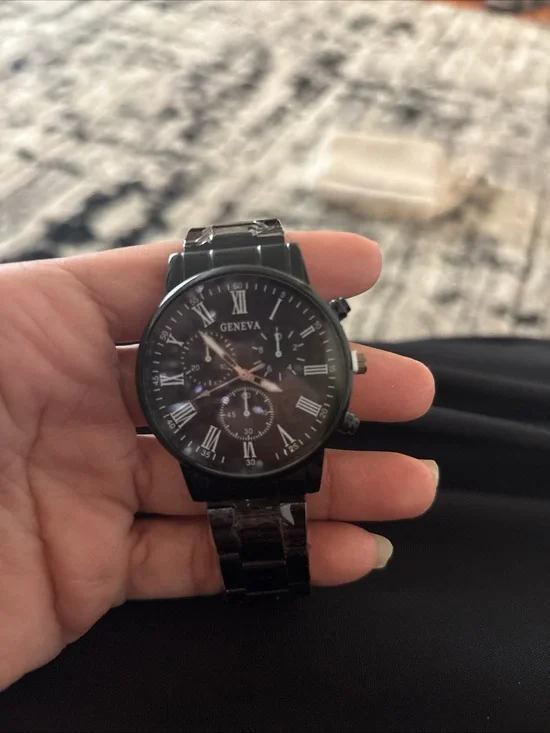 Geneva Black Stainless Style Watch with Roman Dial