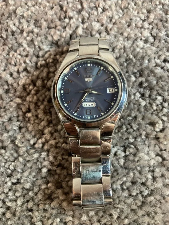 SEIKO 5 Model: 7S26-02FO Automatic Black Dial Day Date Men's Watch 37mm