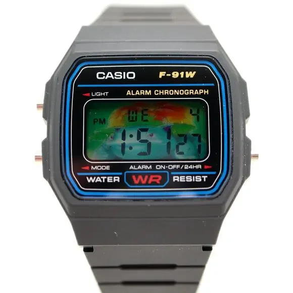 Casio F-91W Custom Venusaur Mod UPGRADED GREEN BACKLIGHT Digital Watch Grass