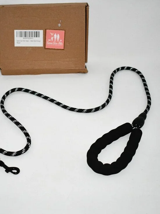 Seven Star Pets 5 FT Reflective Rope Dog Leash, Black, NWT