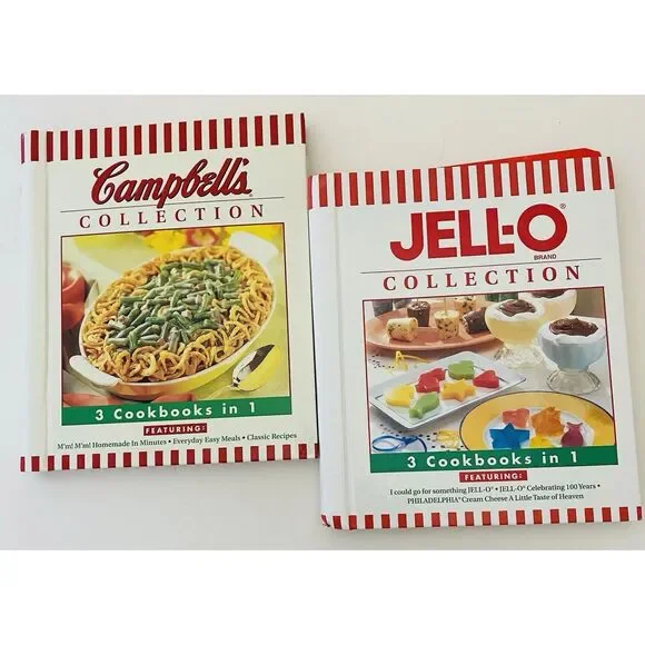 Campbells & Jell-O Collection: Lot of 2 Cookbooks-3 Cookbooks in 1- Spiral-bound