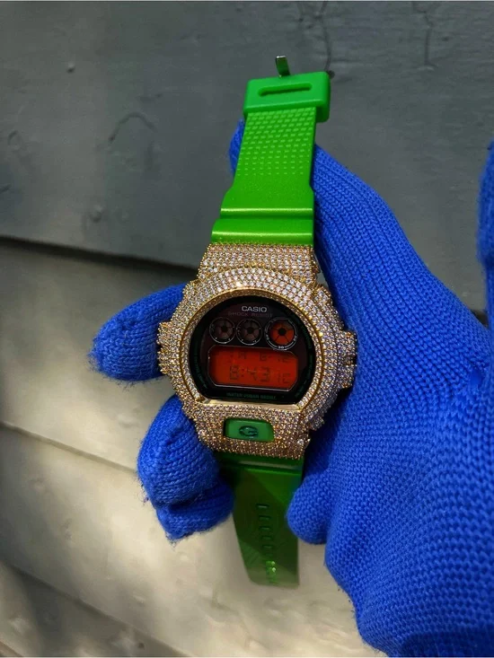 BUSSDOWN Moissanite Custom G Shock Gold and Green Colorway