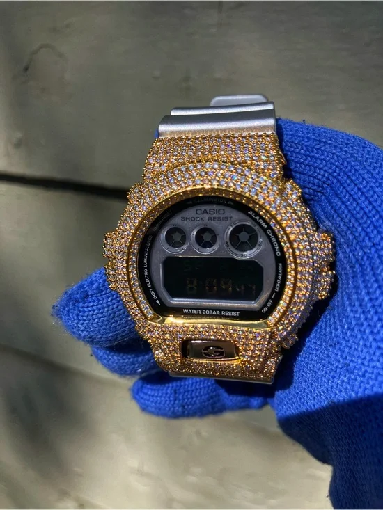 BUSSDOWN Moissanite Custom G Shock Gold and Silver Metallic Colorway