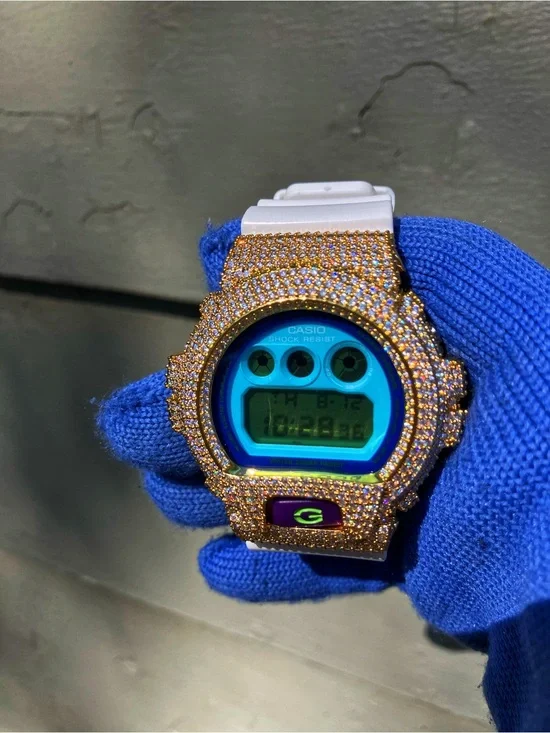 BUSSDOWN Moissanite Custom G Shock Gold and white Colorway