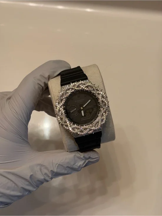 G-Shock Black Digital-Analog Watch with Silver Crystal Bezel