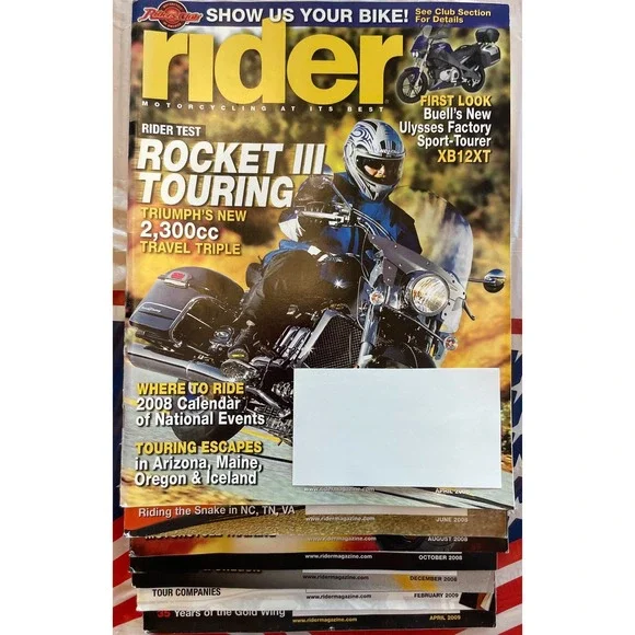 Rider Magazine Lot of 7 Issues 2008-2009 Motorcycle Reviews Buell Ducati Honda