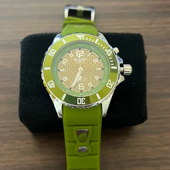 KYBOE silver watch silicone band 40 mm green color Unisex