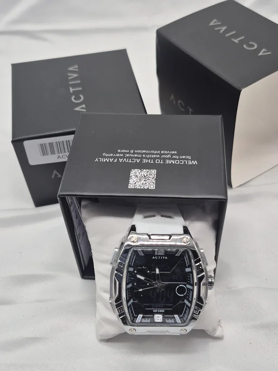 Invicta Men’s Black Dial White Strap Hybrid Watch