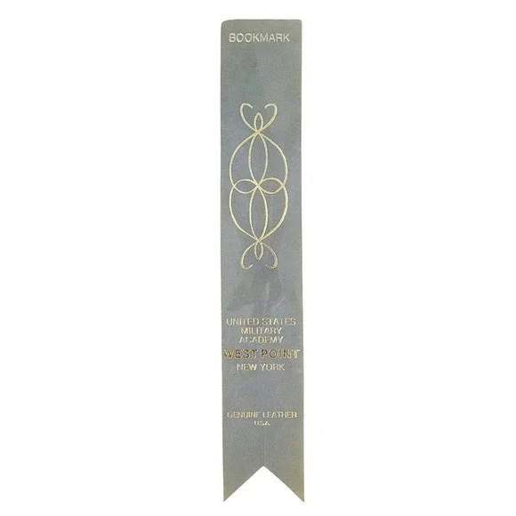 Vintage 50s Military Academy Leather Bookmark West Point New York USA 1950s gray