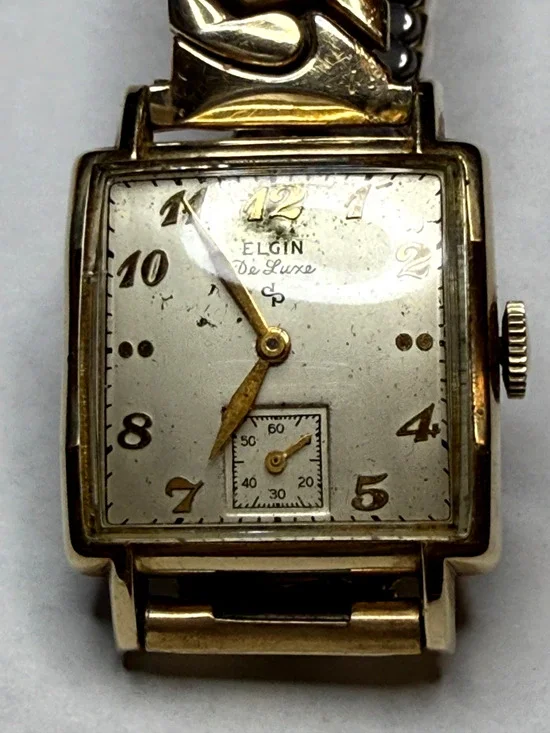 Vintage Elgin 10k Yellow F Bezel Windup Wristwatch Small Second Hand Timepiece