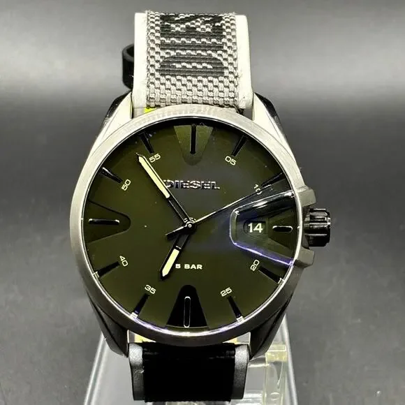 Diesel MS9 DZ1902 44mm Iridescent Black Nylon Strap Men’s Watch NIB