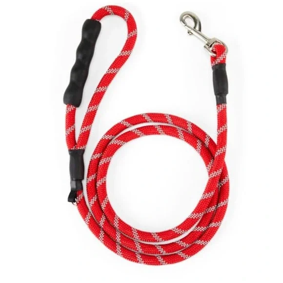 Braided Rope Dog Leash Youly 6 FT Red Reflective Soft Comfort Grip Snap New‎
