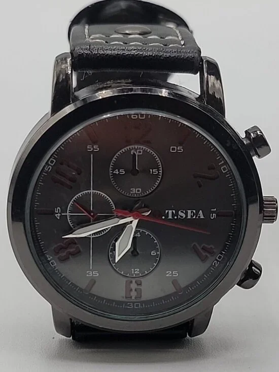 O.T.SEA Men's Sports Watch 4077 40mm Black Case & 7.25