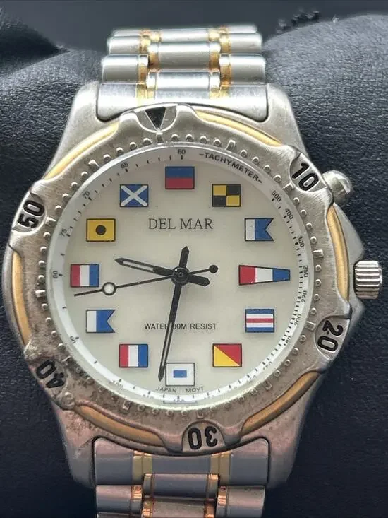 Del Mar Nautical Flag Men’s Light Up Watch
