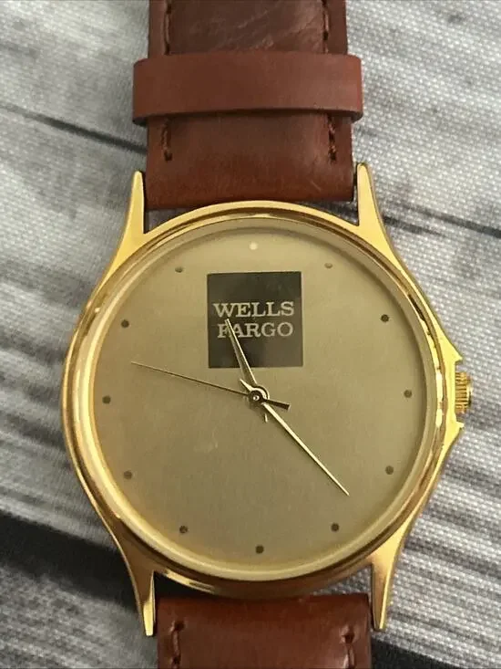 Wells Fargo Gold Tone Brown Band Women’s Quartz Watch