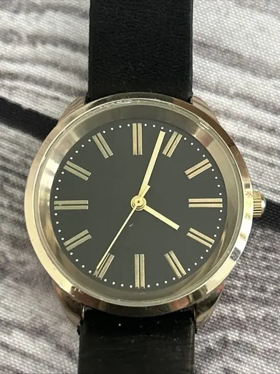 Gold Tone Black Band And Dial Women’s Quartz Watch