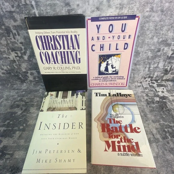 Christian Life & Parenting Book Lot Swindoll Battle For The Mind Tim LaHaye 4pk